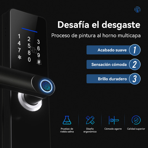 Chapa Cerradura Inteligente Electrónica Tuya Wifi 5 Maneras Negro Derecha/izquierda