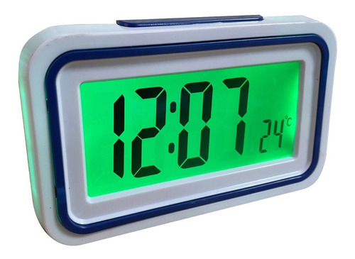 Relógio Despertador Mesa Idoso Visual Fala Hora Azul Escuro