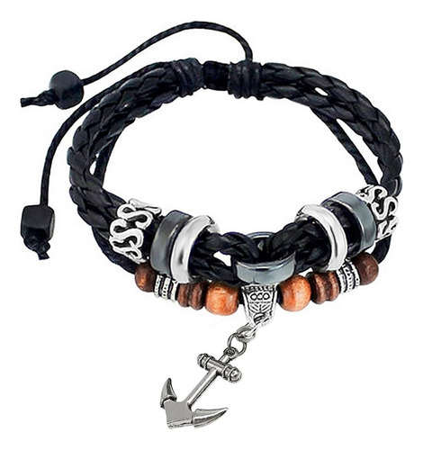Suyi Pulsera Trenzada Tejida De Cuero Ajustable Multicapa Pu