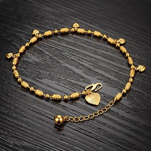 Imagen 2 de 5 de Pulsera Tobillera De Mujer 18k Chapada En Oro Pequeña Cadena