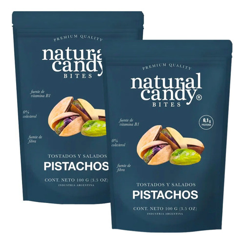 Pistachos Tostados Y Salados Natural Candy 100gr X2