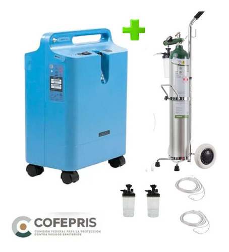 Imagen 1 de 9 de Concentrador Philips 5lt + Tanque Oxigeno 682lt Kit