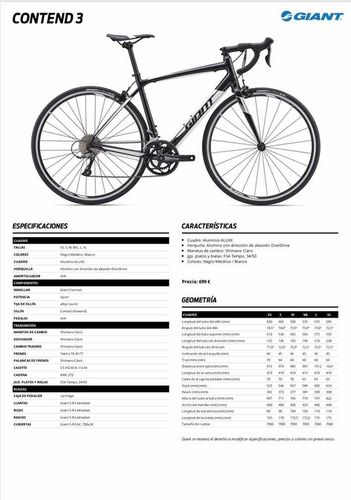 Bicicleta Ruta Giant Contend 3 Full Claris -mejorada-