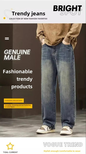 Vaqueros Holgados De Pierna Recta Para Hombre De Estilo Vint