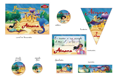 Aladin Oferta Kit Cumpleaños Stickers Etiquetas Golosinas