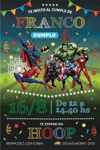 Tarjeta Digital Super Heores Marvel Para Enviar Por Whatsapp