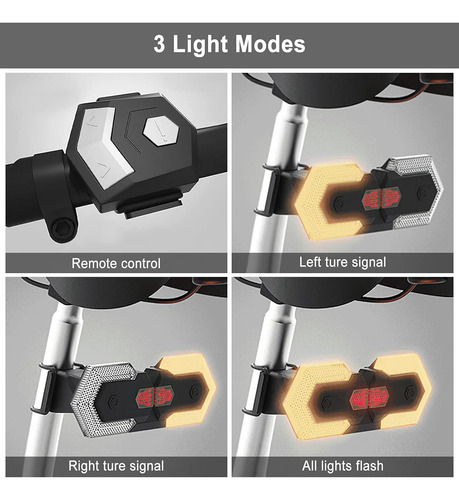 Luz Trasera Led Bicicleta Con Señales Girales Y Control Remo