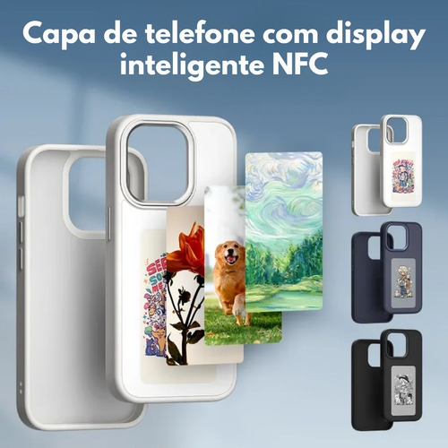 Capa Smart Display E-ink Nfc Diy Para iPhone 13 14 15 Promax