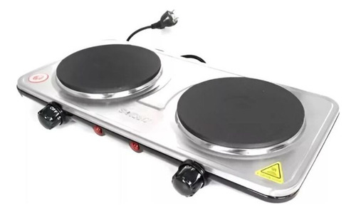 Cocinilla Encimera Portátil Eléctrica 2 Platos Color Plateado