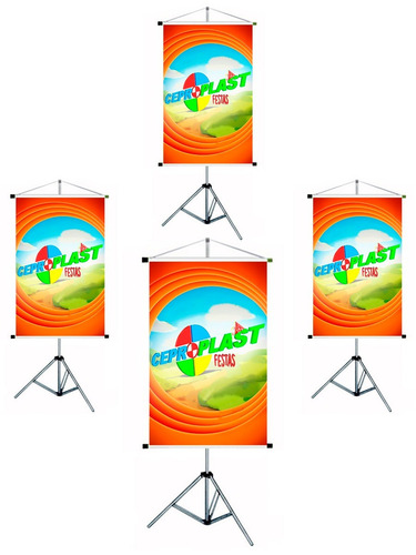 4 Porta Banner 2,00m Suporte Pedestal Tripé Cp