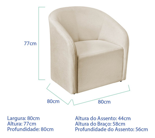 Kit Sofá Curvo Amsterdã 140cm E Poltrona Luiza Max Linho