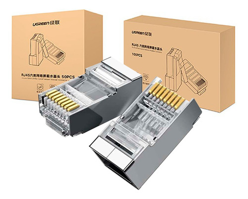 Caja De 100u Conectores Rj45 Cat6 Conector Metálico Ugreen  