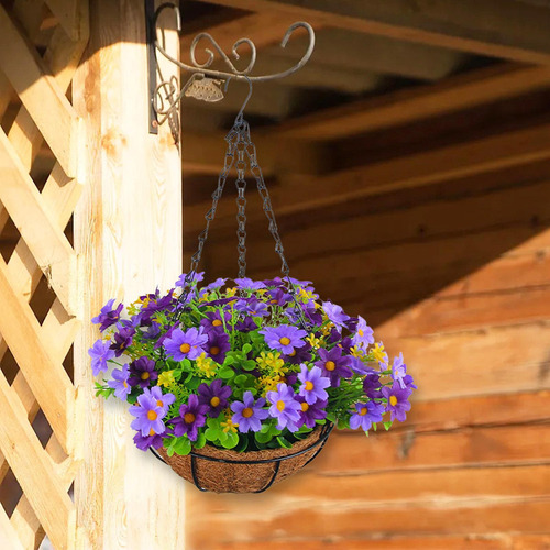 Decoração De Cesta De Flores Artificiais Pendurada, Planta S