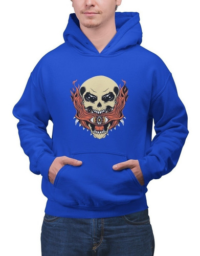 Poleron Calavera Esqueleto Dark Fuego Estampado Invierno