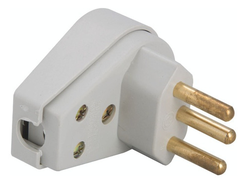 Plug Pino Macho Prensa Cabo 90º 2p+t 10a 250v Cinza