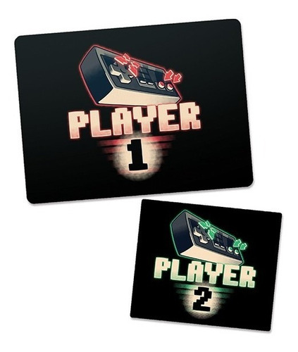 Kit Mousepad Neoprene 18x22cm Player 1 E Player 2 Gamer Cor Estampado