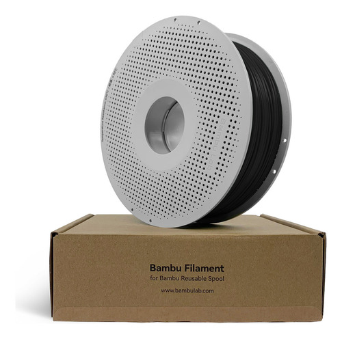 Filamento Bambu Lab Pla Matte Charcoal Preto 1kg 1.75mm Com Carretel Reutilizável E Chip Rfid Reconhecimento Automático Em Impressoras Bambu Lab, Alta Precisão E Qualidade
