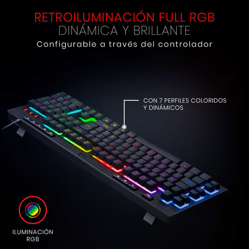Teclado Gamer Redragon Shiva K512 Rgb, Español La, Negro