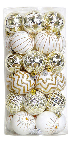 30 Peças De Bolas De Natal, 60 Mm Pintadas De Ouro E Branco,