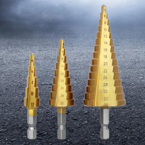 Brocas Escalonadas 3x, 4-12/4-20/4-32mm, Mango Hexagonal