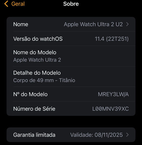 Apple Watch Ultra 2. 49 Mm. Garantia Apple Prateado Mesh Cinza Cinza (Usado)