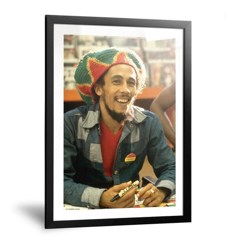 Cuadros Bob Marley Gorro Rasta Enmarcado Con Vidrio 20x30cm