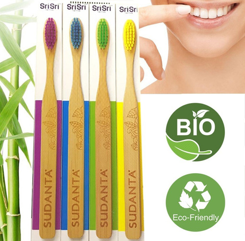 Imagen 1 de 3 de 20u Cepillo De Dientes Biodegradable Eco Friendly Bambu