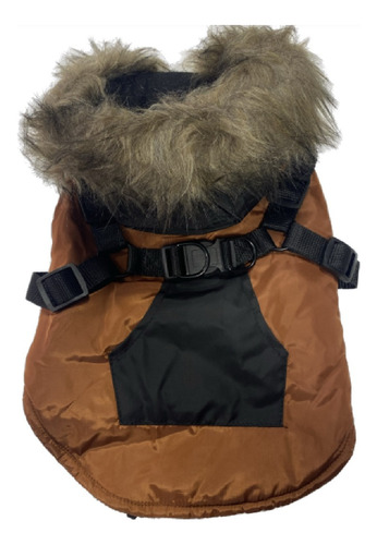 Parka Afelpada Impermeable Con Arnes Para Perro - Talla L