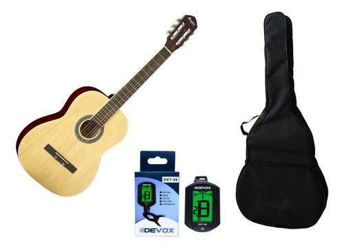 Kit Violao Nylon Acustico Memphis Ac39 Nts+capa E Afinador Cor Natural Orientação Da Mão Destro