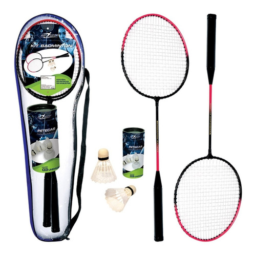 Kit Badminton 2 Raquetes + 3 Petecas C/ Bolsa Kit Completo