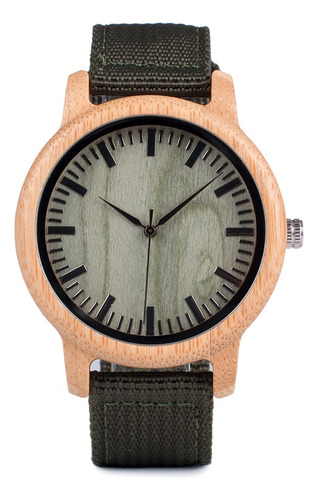 Reloj De Madera De Bambú Verde Marca Bobo Bird Unisex