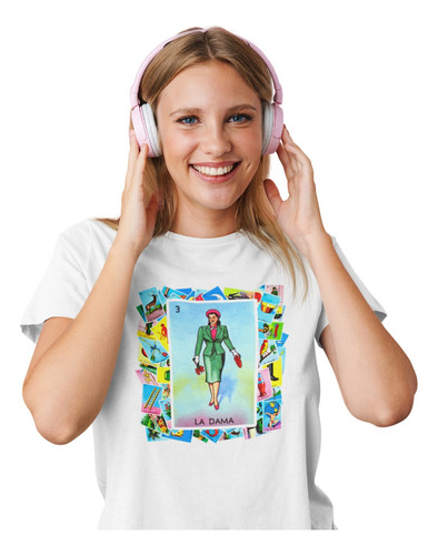 Preciosa Playera Loteria Mexicana Para Dama