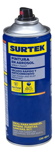 Esmalte Pintura Spray 400 Ml Gris Surtek Aes405