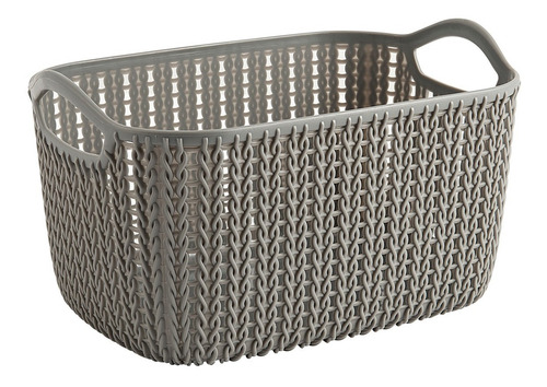Set De 3 Cajas Organizadoras Simil Rattan Gris Begônia