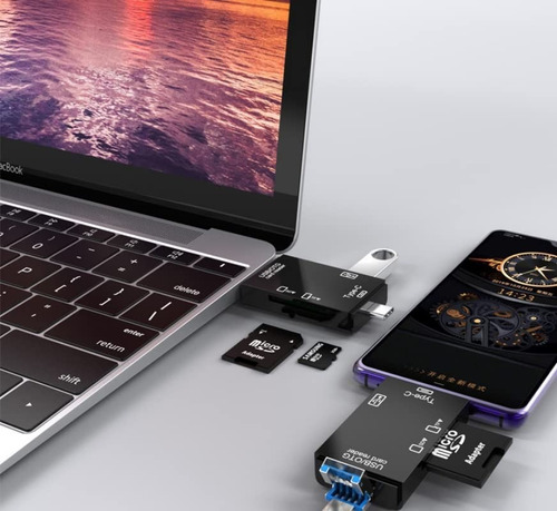 Lector 6 En 1 Usb-c Tf Sd Microsd Otg Adaptador Celulares Pc