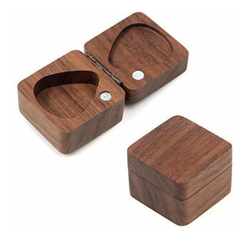 Geesatis Guitarra Pick Box Almacenamiento Madera Guitarra Pi