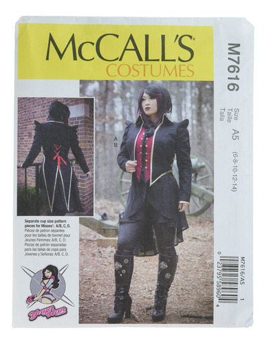 Mccall 's Pattern M7616 A5 Talla Forrada Chaleco Chamarra 