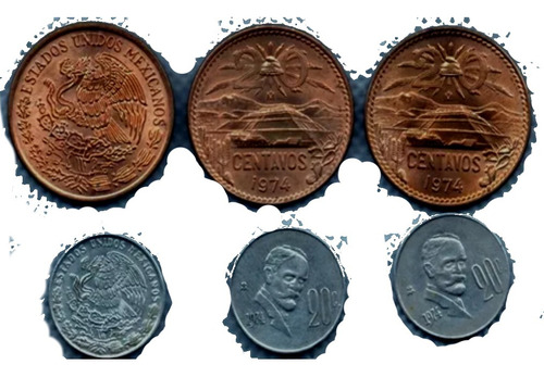 Moneda Veinte Centavo Madero Niquel  1974 Pirámide 1974 C3