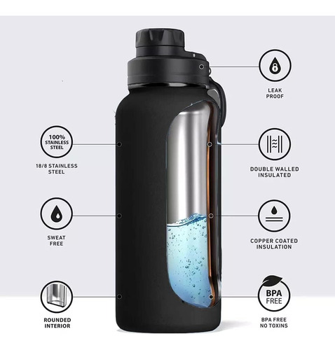 Botella De Agua Deportiva De Acero Inoxidable Con Tapa Con B