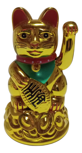 Gato Chino De La Suerte.abundancia.fortuna.11 Cm.maneki Neo Dorado