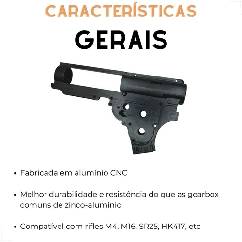 Gearbox Hk417 Airsoft Retroarms V2.2 Em Alumínio Cnc 8mm