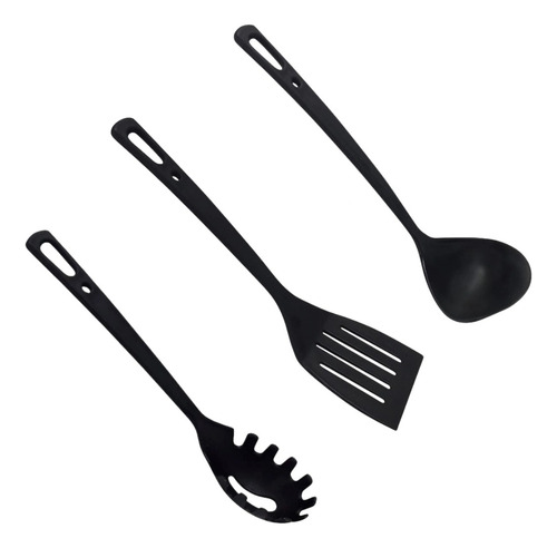 Kit 3 Pegador Cozinha Concha Colher Espumadeira Espátula