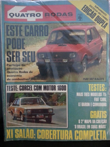 Revista Quatro Rodas 220 Nov/78 Corcel-2 Comodoro Fiat-147