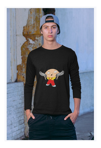 Polera Larga Family Guy Padre Familia Stewie Arma Estampado