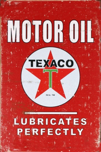 Carteles Antiguos Chapa Gruesa 30x45cm Texaco Motor Pe-014