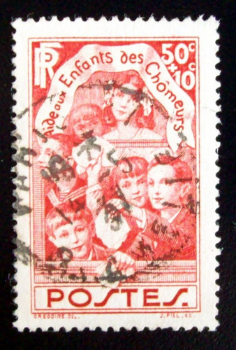 Francia, Sello Yv. 312 Ayuda Desempleados 1936 Usado L4720