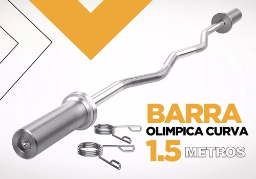 Barra Olimpica W Curva Maciza 1.5mt Rulemanes 50mm Cromado