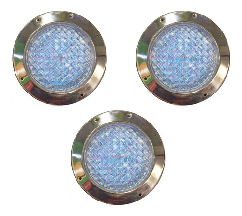 3 Pza Reflector P/nicho 24w/12v Led Colores Inox Alberca