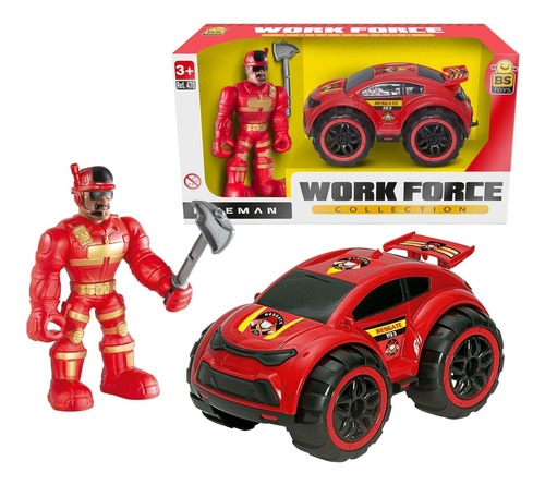 Bombeiro Work Force Com Carro Resgate 470 - Bs Toys