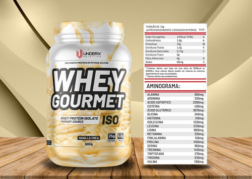 Whey Gourmet 907g Isolado E Concentrado - Underx Sabor Baunilha